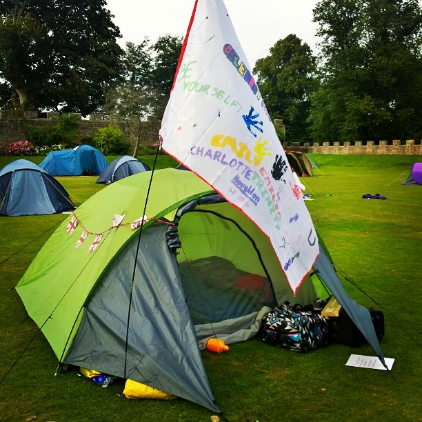 The girls won the tent decorating competition with this flag!