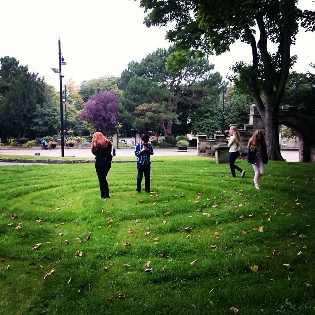 Walking the prayer labyrinth.